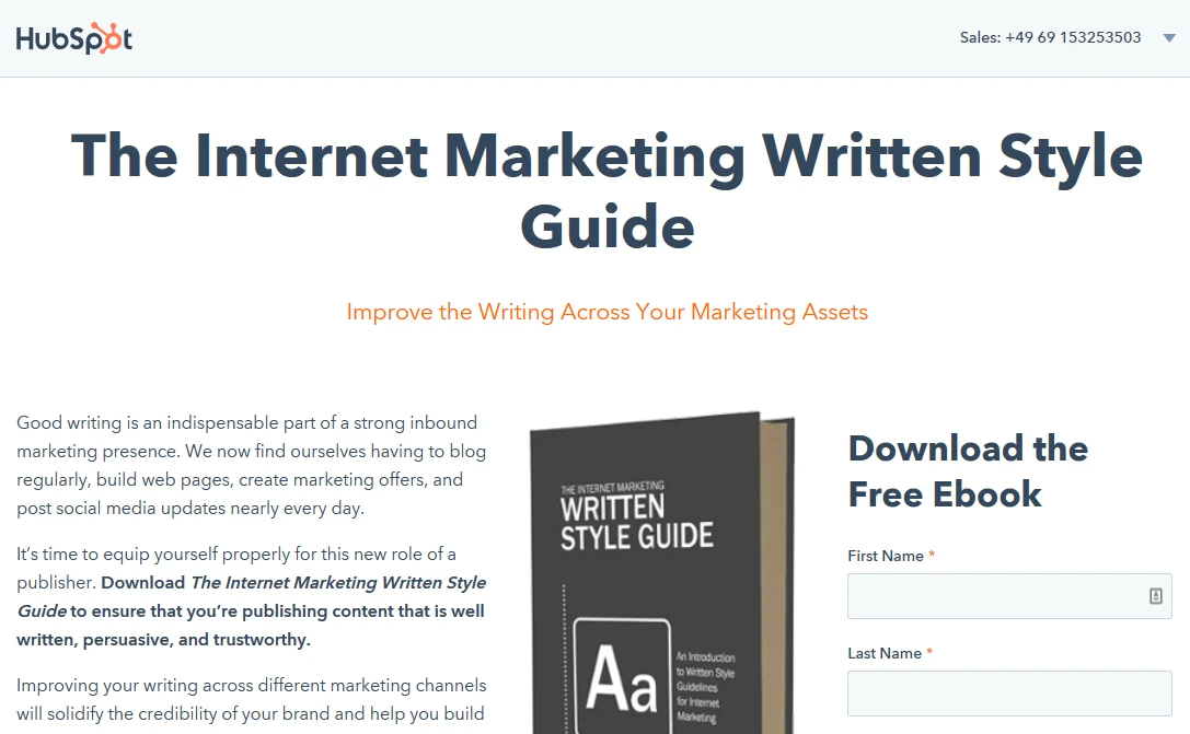 Landingpage für die Newsletter-Anmeldung von HubSpot