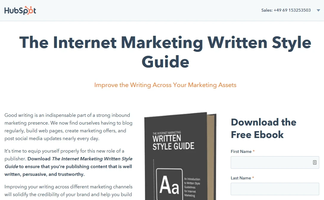 Landing page for HubSpot newsletter sign-up