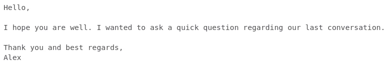 Email example in text format